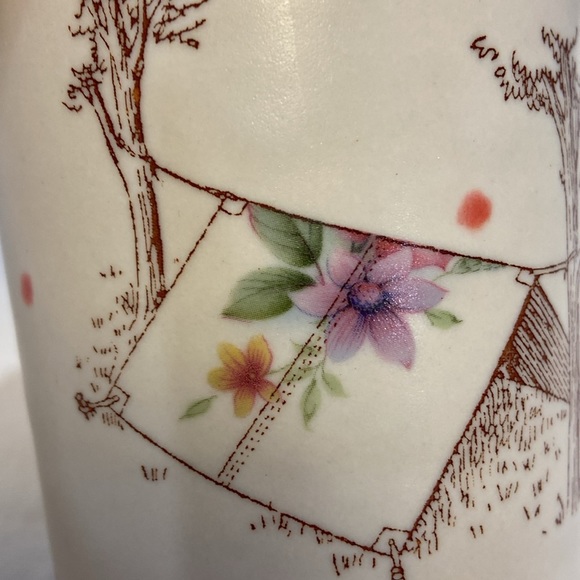 Ceramic tea mug - tent, flower and trees. Signed. - Picture 5 of 9